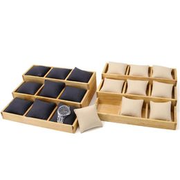 New Solid Wood 12 Grid Pillow Female Bracelet Display Trays For Earring Pendent Wedding Ring Watches Showcase Jewellery Holder316f268S