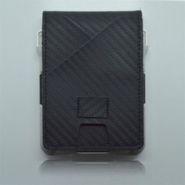 Genuine Leather Magic Wallet ID Bank Card Case Key Holder for Men Women Anti Rfid Aluminium Metal Wallets holders346b
