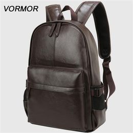 VORMOR Brand waterproof 14 inch laptop backpack men leather backpacks for teenager Men Casual Daypacks mochila male 220329211B