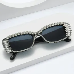 Sunglasses Vintage Full Crystal Light Eyeglasses For Women Alloy Square Rhinestone Shiny Clear Glasses Men Small Frame UV400