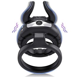 Sex Toy Massager Adjustable Soft Silicone Penis Cock Ring for Men Remote Control Vibrating Delay Ejaculation Clitoris Stimulation Toy Couples