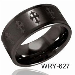 CLASSIC BLACK TUNGSTEN RINGS Cross Laser Rings Wedding bands for men Comfort fit233I