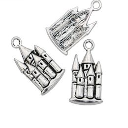 200pcs lot Antique Silver Plated Castle House Charms Pendant for Jewelry Making Bracelet Accessories DIY 22x12mm286S