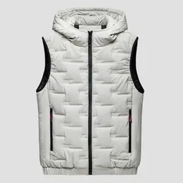 Men's Vests Men Down Waistcoat Hooded Sleeveless Winter Vest Coat With Pockets Zipper Placket Casual Trendy Multicolor For Fall/winter