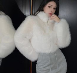 2024 New Women's Leather and fur Spicy Girl Commuter Style Long Hair Coat Zipper Short High end Standing Collar Female Fox Fur Grass