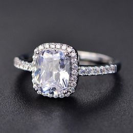 925 Sterling Silver Moissanite Certified Diamond Wedding Ring for Women Engagement Square Colored Gemstone Zircon Fashion Rings2128