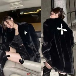 Women's Jackets Korean Street Fashion Suit Collar Cross Winter Coat Women's Long Fashion Personality Mink Imitation Mink Loose Wild Coat Jacket 231204