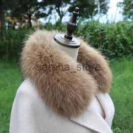 Scarves Real Raccoon Fur Collar 55*13cm Fluffy Natural Fur Collar For Children Baby Boys Girls Kids Winter Jackets Hooded Decor Scarf J231204