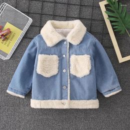 Jackets 2-7T Girls Denim Jacket Winter Padding Cotton Thick Coat For Children Fashion Outerwear Kid Girl