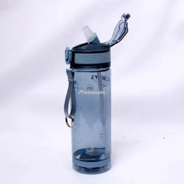 Water Bottles 800ml Sports Water Bottle with straw For Camping Hiking Outdoor Plastic Transparent BPA Free Bottle For men Drinkware 231204