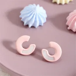 Stud Earrings Cute Shell C Shape For Women Pink Enamel Engagement Wedding Jewelry Gift Y2K Accessories