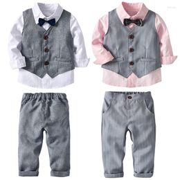 Clothing Sets 2023 Autumn Baby Boy Formal Children Outfits Gentleman Kids Clothes Suits Dress 4 PCS Toddler Uniform