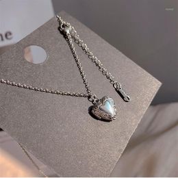 Pendant Necklaces Trendy Romantic Charm Open Design Love Heart Silver Color Women's Korean Style Jewelry Accessories307a