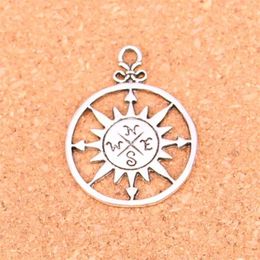 34pcs Antique Silver Plated compass Charms Pendants for European Bracelet Jewelry Making DIY Handmade 36 27mm250I