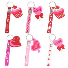 Wholesale Cartoon PVC Keychain Pendant Heart Keychain Car Key Ring Decoration Key Chains Valentine's Day Gift