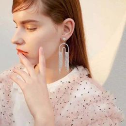 Dangle Earrings Sexy Women's Crystal Long Tassel Pendants Simple Atmosphere Shiny Rhinestone Party Accessories