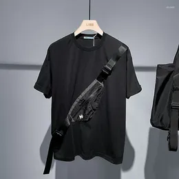 Men's T Shirts Comes With Messenger Bag Y2k Stitching Shirt For Men Round Neck Clothing 2023 Harajuku Loose Casual Tops Tees Kpop