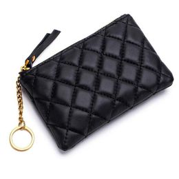 Card Holders Sheepskin Leather Small Wallet Key Holder Case Coin Purse Zip Pouch MINI 1pcs304K