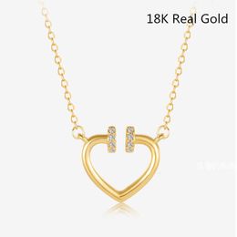 Read To Ship Au750 Real Hot Selling Pure Gold Heart Charm Necklace For Women Fine Jewellery Necklaces