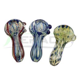 Beracky 3" inch Striped Glass Peanut Hand Pipe Smoking Accessories Wholesaler Smoking Glass Spoon Hand Pipes For Dry Herb Tobacco