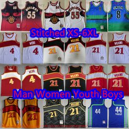 Custom S-6XL Throwback 1996-97 Basketball 55 DikembeMutombo Jersey Classic Vintage Stitch 4 SpudWebb 8 SteveSmith Jerseys Retro Breathable Sports Shirts