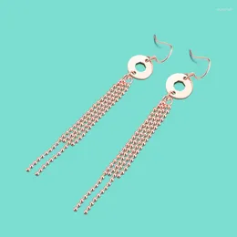Dangle Earrings S925 Sterling Silver Material Round Tassel Design Rose Gold Noble Ladies Jewellery To Send Girlfriend Present