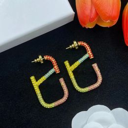 luxury designer earring diamond V letter exaggerated large earrings spring summer light runway earrings