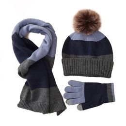 Scarves Wraps Kids Hat Scarf and Gloves Set Winter Pom Hat Scarf and Gloves for Children top quality 231202