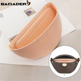 BAMADER Fits For BUMBAG Waist Bag Liner Thicken Felt Cloth Travel Insert Cosmetic Women Makeup Storage Organise s 220228248G