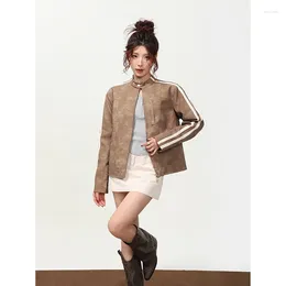 Women's Leather Women Oversized Vintage Loose Faux Short Jacket Streetwear Female Zipper Retro Moto Coat Casual Outwear