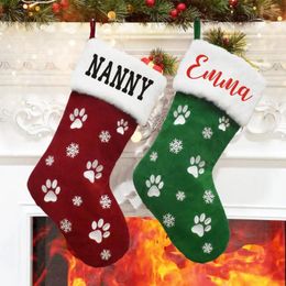 Christmas Decorations Personalised Stocking DIY Any Name Family Xmas Handmade Custom Pet Print Dog Santa