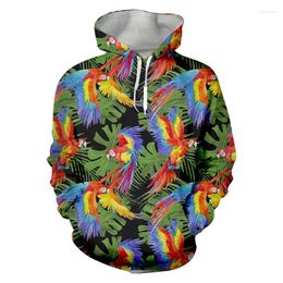 Men's Hoodies 3D Printed Parrot Bird Animal Hoodie And Sweatshirt Harajuku Fashion Men Unisex Casual Jacket Pullover Dropship