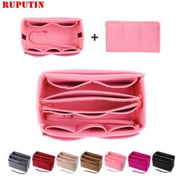 Popular Women's Makeup Organiser Felt Cloth Insert Bag Multi-functional Travel Cosmetic Bag Girl Storage Toiletry Liner B324w