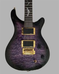 Black purple upholstered beige top electric guitar Pearl Bat Mosaic, myoelectric picker