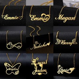 Pendant Necklaces Customised Fashion Stainless Steel Name Necklace Personalised Letter Gold Choker Nameplate Gift 231204