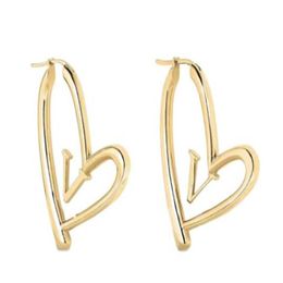 Big Size Fashion gold Heart Hoop Huggie earrings for women party wedding lovers gift Jewellery engagement with Box NRJ346U