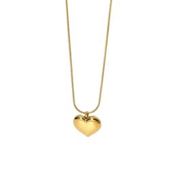 Pendant Necklaces 18k Gold Plated Chokers Collar Love Heart Pendant Necklaces For Women Flat Snake Chain Stainless Steel Jewellery 231204