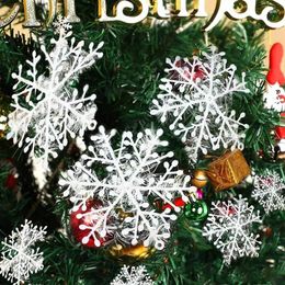 Christmas Decorations 6Pcs Large Snowflakes Ornaments Xmas Tree Hanging Glitter Snow Flake Decoration DIY Year Garlands Home Decor