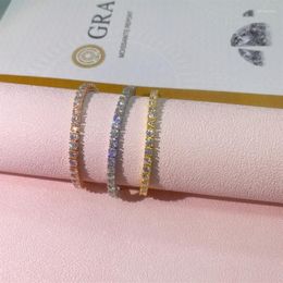 Charm Bracelets Real 4mm Moissanite Sparkling Full Diamond GRA 925 Sterling Silver Wedding Engagement Party Jewellery For WomenCharm208I