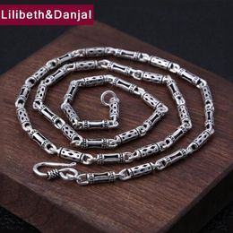 4mm Thick Necklace Long 100% 925 Sterling Silver Men Women Openwork bamboo chain Friend Necklace Pendant Jewelry 2020 N010225Z