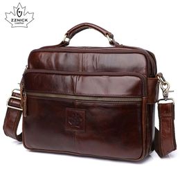 Men's Shoulder Bag Leather Laptop Office s For Men Genuine s Briefcase Luxury Handbag Male ZZNICK 220216279x