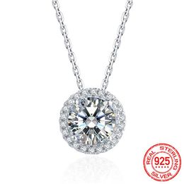 Genuine 925 Sterling Silver Jewellery Sun Flower Pendant Necklace Round Zirconia Diamond Necklace For Women Bridal D103303E