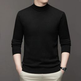 Men's Sweaters Mock Neck Knitted Slim Solid Sweater Casual Warm High Stretch Pullover For Fall Winter