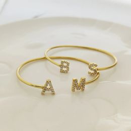 Bangle DODOAI Custom Zircon Bangles Personality Custom Name Bracelet Jewellery Name Words Letters Custom Bracelet Bangle Women Jewellery 231204