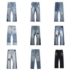 Jeans da uomo di design maculato con stampa di lettere Pantaloni di jeans dimagranti Jean Decorazione da donna Casual blu dritto ricamo stampa pantaloni cargo pantaloni sportivi Gallay