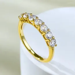 Cluster Rings 14K Gold Moissanite Diamond Ring Real 925 Sterling Silver Party Wedding Band For Women Men Engagement Jewellery Gift