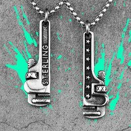 Chains Pipe Wrench Tools Stainless Steel Men Necklaces Pendants Chain Trendy Punk For Boyfriend Male Jewelry Creativity Gift Whole261f