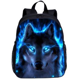 Backpack Mini For Kids Boys Girls Animal Night Wolf 3D Printing School Bag 13 Inch Bookbag Kindergarten Satchel Mochila Escolar296p