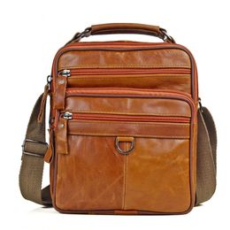 Briefcases Casual Men Handbag Genuine Leather Shoulder Bag Men's Oil Wax Messenger s bolsas Male Small Briefcases Crossboday 231204