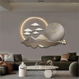 Wall Clocks Clock Crystal Porcelain Colored Painting Modern Background LED Lamp Decorative Large Art Posters
